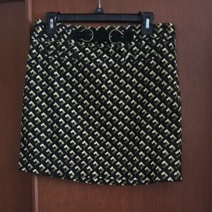 Ann Taylor LOFTStylish Black/Green Corduroy Skirt Sz 4